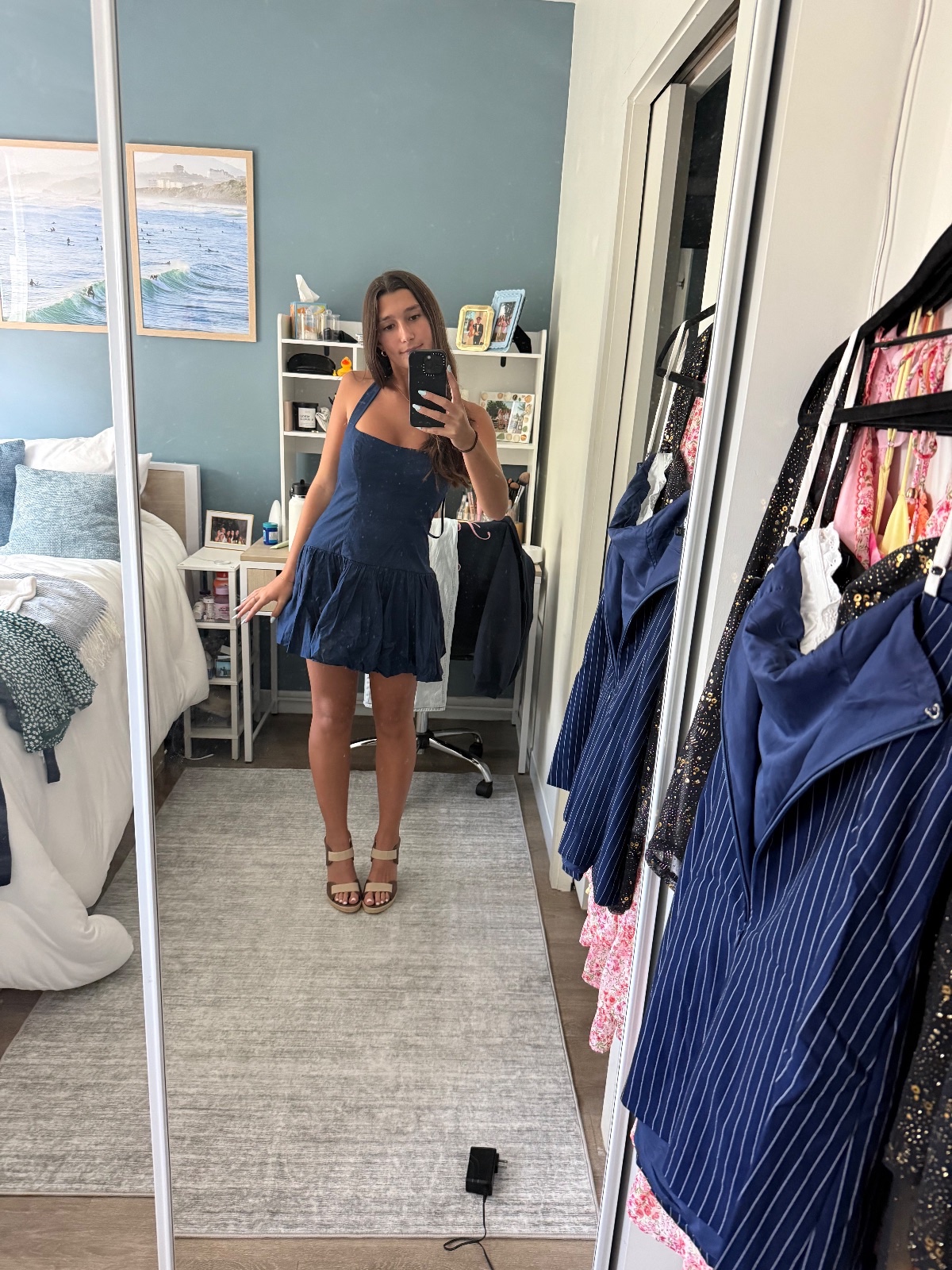 Navy halter gameday dress