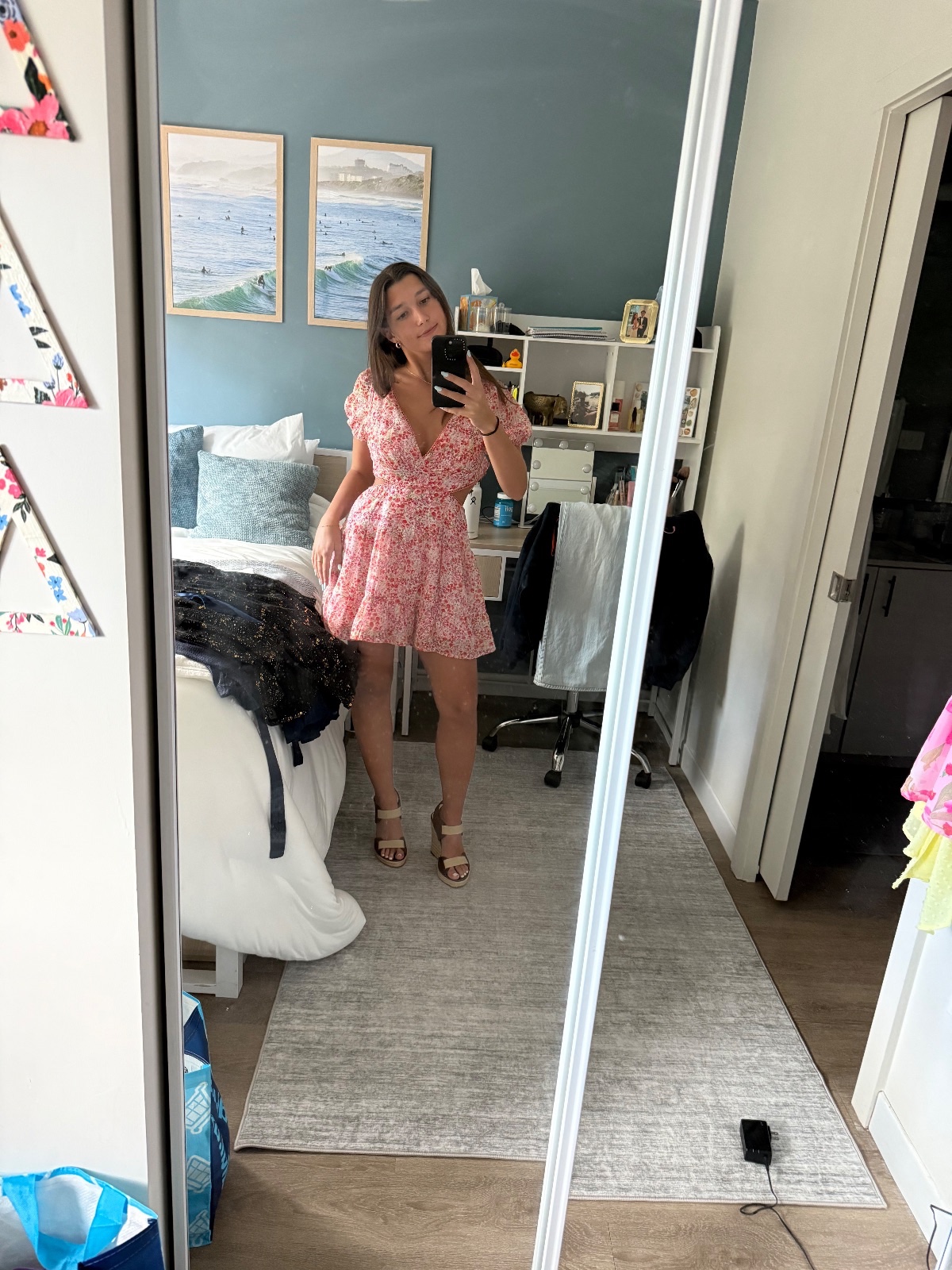 Pink floral dress with cutouts